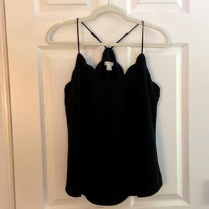 J Crew Factory scalloped cami, size 4, black